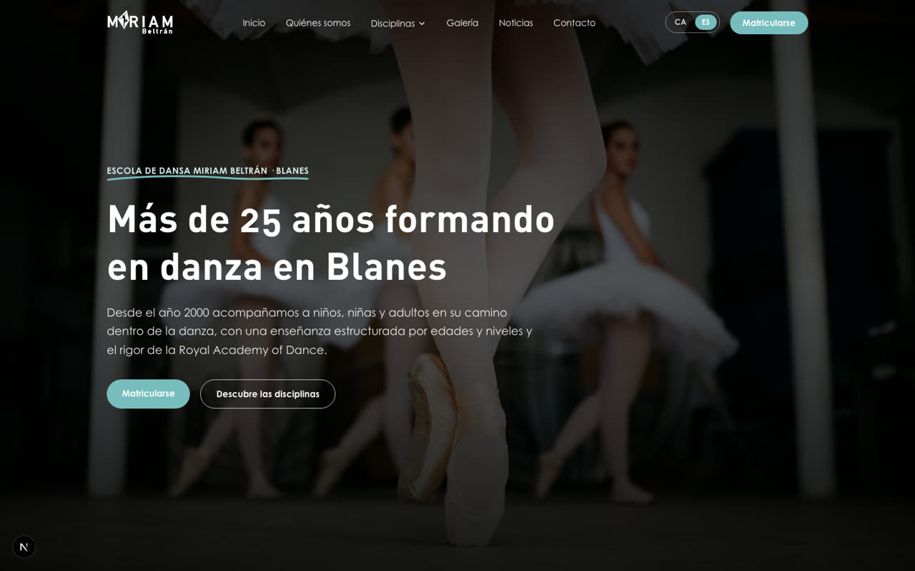 Captura de la web de Escola de Dansa Miriam Beltrán