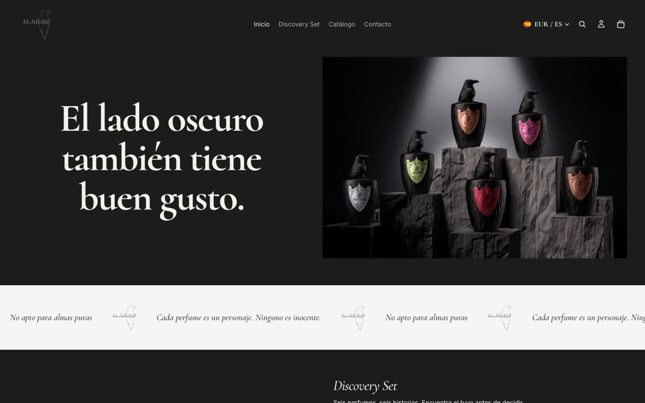Captura de la web de El Nicho Perfumes