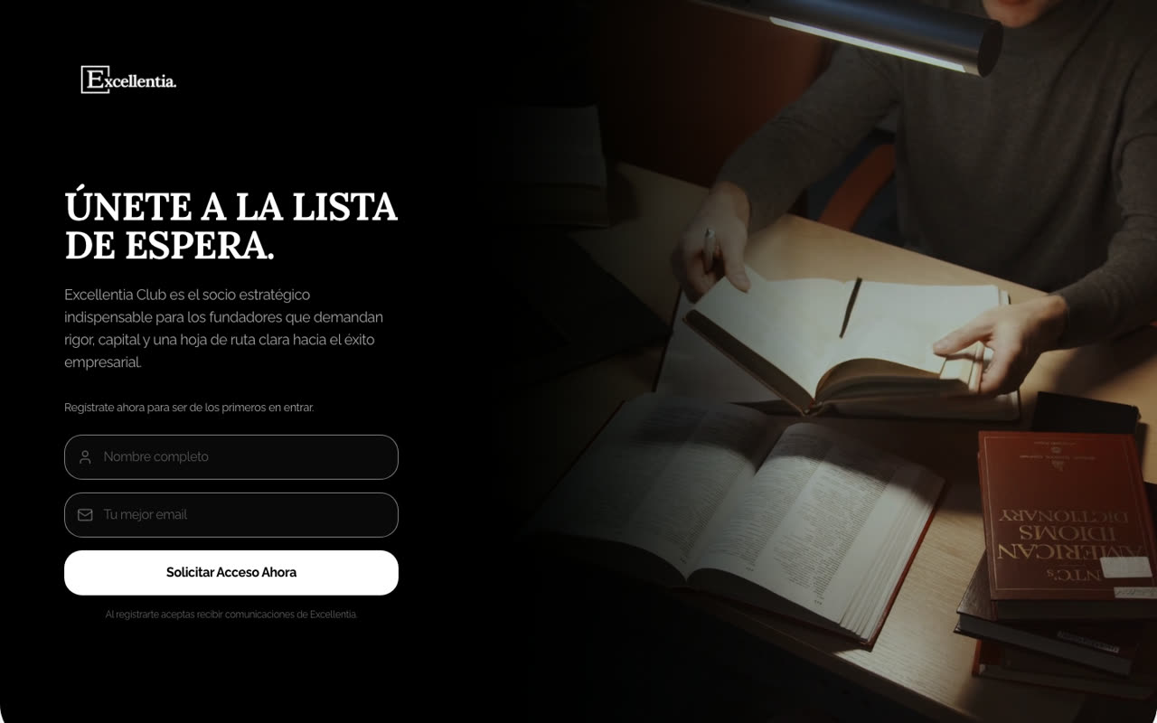 Captura de la web de Excellentia Club
